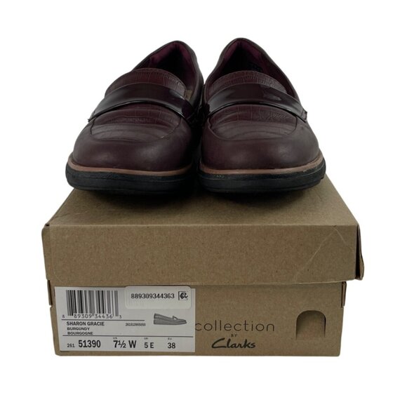Clarks Collection Sharon Gracie Women’s Size 7.5W Loafer Shoes Burgundy Slip On - Picture 9 of 13